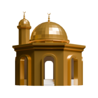 Hexagon Mosque 3D Render Design Element Front View png