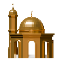 Hexagon Mosque 3D Render Design Element Front Flat View png