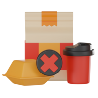 3D Render Cancel Food Order for Delivery and App Projects Icon Illustration png