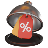 3D Render Food Discount for Promotions and Savings Platforms Icon Illustration png