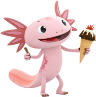 Charming Axolotl cartoon clipart with fun aquatic vibes. . png