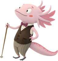 Playful Axolotl cartoon clipart for creative aquatic designs. . png