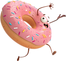 Bright and cheerful cartoon doughnut clipart featuring fun charm. . png
