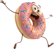Joyful cartoon doughnut clipart with colorful, cheerful artistic vibes. . png