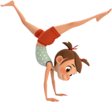 giocoso ragazza ginnasta nel acrobatico pose per progetti. . png