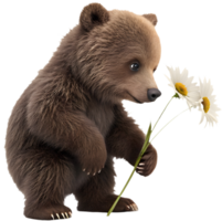 Grizzly bear character with joyful expression for projects. . png