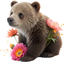 Grizzly bear cartoon character with playful expression clipart. . png