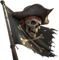 Pirate Artwork Featuring Intricate Jolly Roger Skull Graphics. . png