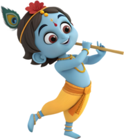Adorable Cartoon Krishna Artwork for Devotional Design Projects. . png