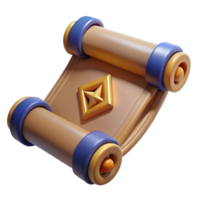 3D Render of a Rolled Parchment Scroll png