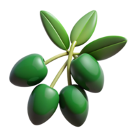 3D Render Green Olives Branch png