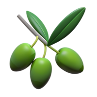 3D Render Green Olives Branch png