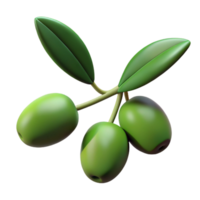 3D Render Green Olives Branch Illustration png