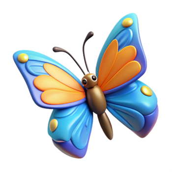 söt 3d tecknad serie fjäril illustration png