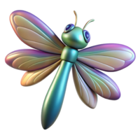 3D Dragonfly Illustration, Iridescent Wings png