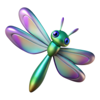 3D Dragonfly Illustration Iridescent Wings png