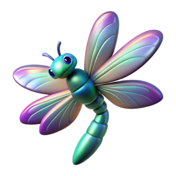 3d libélula ilustração, iridescente asas png