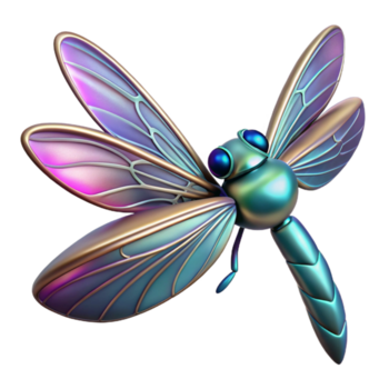 iridescente libélula 3d render png