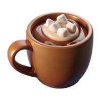 3d render do quente chocolate com marshmallows png