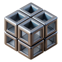 3D Render Metallic Cube Abstract Background png