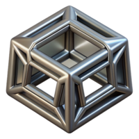 3D Render of a Metallic Geometric Structure png