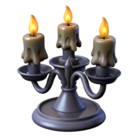 Three-Candle Candelabra 3D Render png
