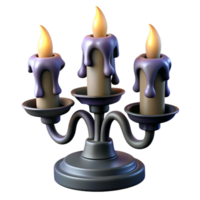 Three-Candle Candelabra 3D Render png