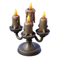 3D Render of Melted Candles on Candelabra png