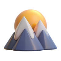3D Illustration Sun Setting Behind Mountains png
