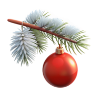 3D Render Red Ornament and Snowy Branch png