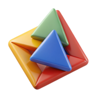 Abstract 3D Render of Colorful Triangles png