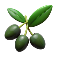 3D Render Green Olives Branch png