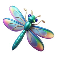 3D Dragonfly Illustration Iridescent Wings png