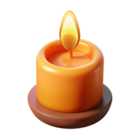 3D Render of a Lit Orange Candle png