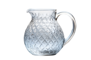 Elegant glass pitcher with diamond pattern perfect for serving beverages at gatherings png