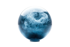 Mysterious glass orb with swirling blue and white patterns creating a captivating visual effect png