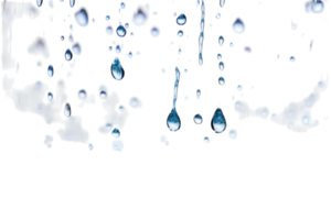 Water droplets falling in a serene and minimalist setting with white background png