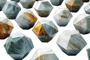 Decorative geometric stones arranged aesthetically for display and artistic purposes in a creative setting png