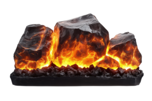 Dynamic display of glowing rocks with fiery illumination in a decorative arrangement png