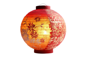 Elegant paper lantern with floral designs glowing softly in warm hues for festive occasions and celebrations png