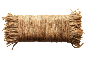 Natural jute twine roll with frayed ends for crafting and gardening projects png