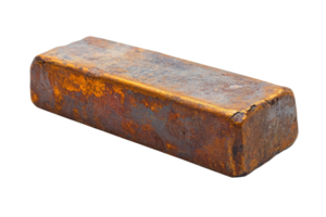 Rusty metal bar lying on a surface showcasing weathered texture and industrial style png