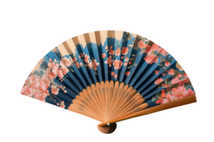 Decorative hand fan with floral design showcasing vibrant blossoms and elegant craftsmanship png