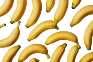 Yellow bananas on a white background create a vibrant and fresh display suitable for culinary uses or healthy snacking png