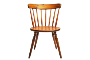 Wooden chair with a simple design placed against a plain background, showcasing craftsmanship and rustic appeal in an indoor setting png