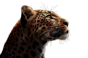 Majestic leopard with detailed fur pattern highlighting its striking features against a white background png