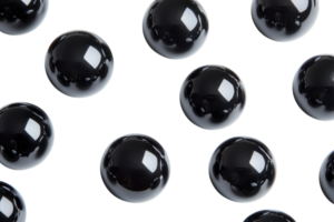 Black glossy spheres arranged in a repeating pattern on a white backdrop create a striking visual effect png