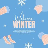 blue cute welcome winter instagram post template