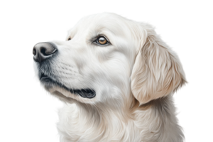 Golden retriever portrait showcasing detailed features and soft fur against a neutral background png