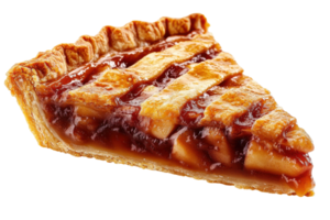 Delicious slice of homemade apple pie with a golden crust and rich filling of cinnamon-spiced apples png